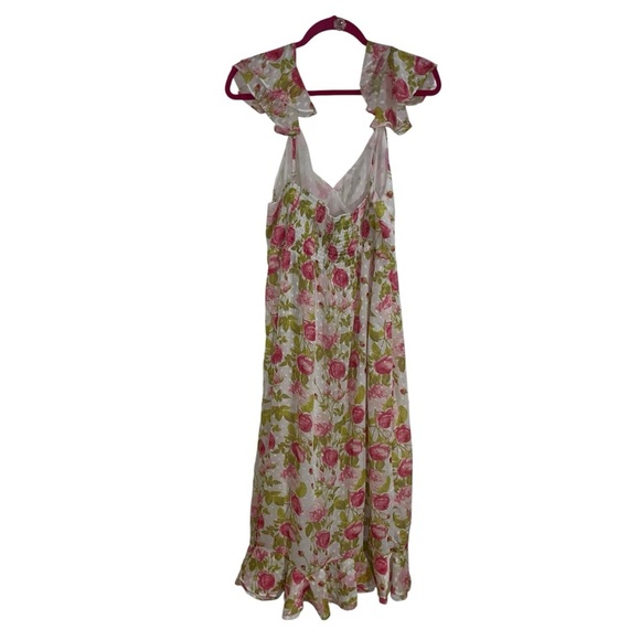 Betsey Johnson XXL Pepper Midi Dress Sonic White Floral Pink Roses NWT 2x new - Picture 7 of 10